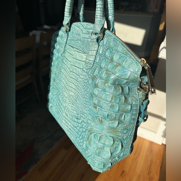 Black Friday Special Today Only $200! NEW Large Teal Satchel Brahmin Leather Bag - Picture 12 of 15